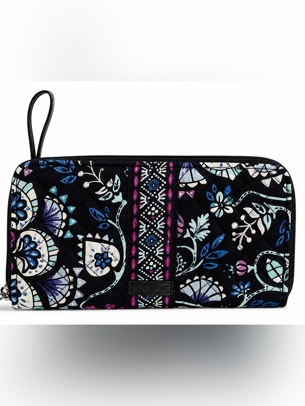 Vera Bradley Floral Quilted Crossbody Shoulder Bag & Wallet Set Black Travel - Picture 4 of 11